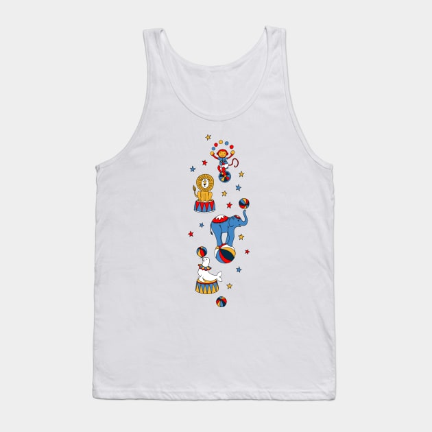 Little Circus Stars on White Tank Top by micklyn